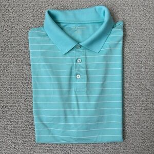 Aqua Striped Polo Golf Shirt